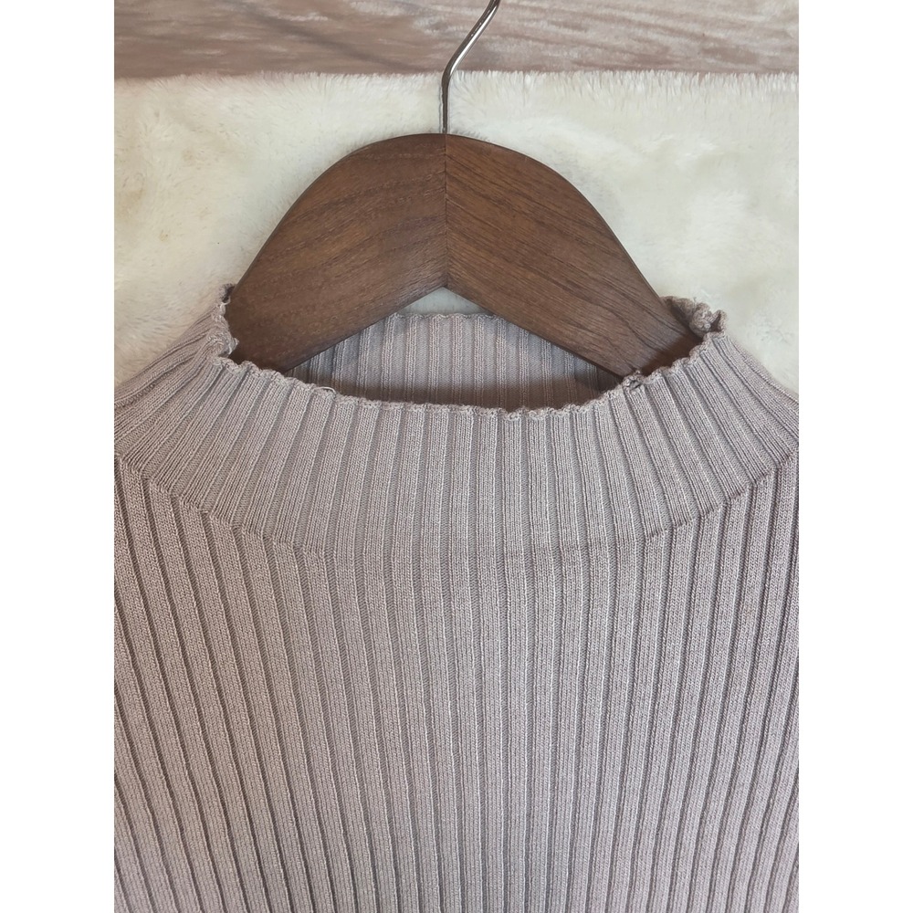 Hera Collection Mauve Ribbed Mock Neck Mesh Corset Top Long Sleeve Small - Picture 7 of 8